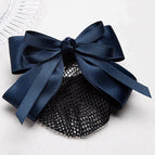 8-character bow hair net [navy blue fine mesh]