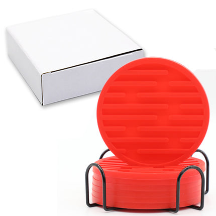 Silicone Coaster 10cm Round Heat Insulation Mat Marble Coffee Coaster Mat Anti-Perm Mat Set Storage Striped Drain