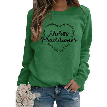 Foreign trade supply nurse practitioner printed round neck top sweater European size women's coat long sleeve span