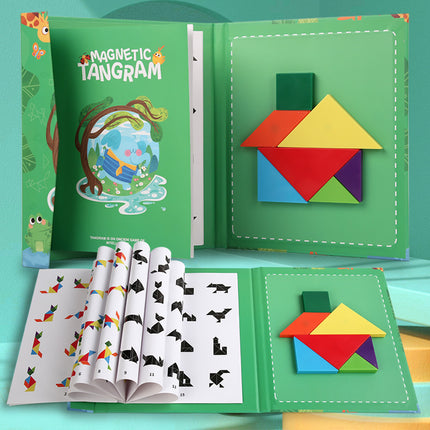 Colorful Wooden Magnetic Tangram Teaching Aids Kidsren's Educational Early Education Toys Development Puzzles Magnetic Puzzle Fun