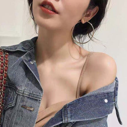 925 Silver Needle Hoop Earrings Hoop Earrings Exaggerated Stylish Elegant Ins Style Popular Earrings Ear Buckles Korean Metal