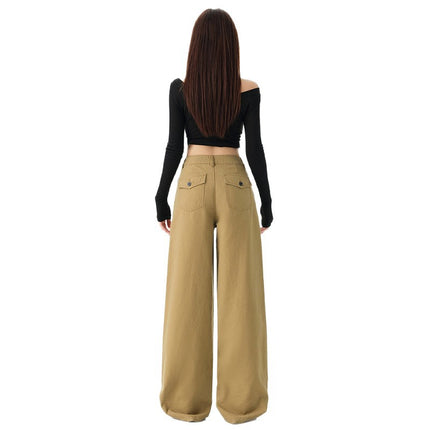High Street American Jeans for Women 2025 Early Spring New Retro High-Waisted Loose Straight Slimming Look Floor-Length Trousers