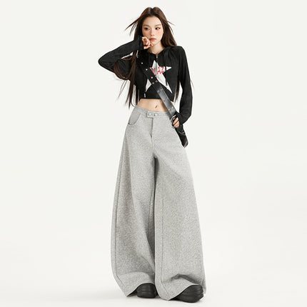 Casual Loose Wide-Leg Pants for Women Early Autumn New Versatile Fashion Pleated Design High-Waisted Loose Scimitar Pants
