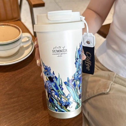Suzuki Orchid Car Coffee Cup Double Drink Stainless Steel Thermos Cup Women's Water Cup High Color Value Accompaniment Printed Water Cup