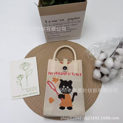 Girl's Heart-Shaped Knitted Crossbody Bag