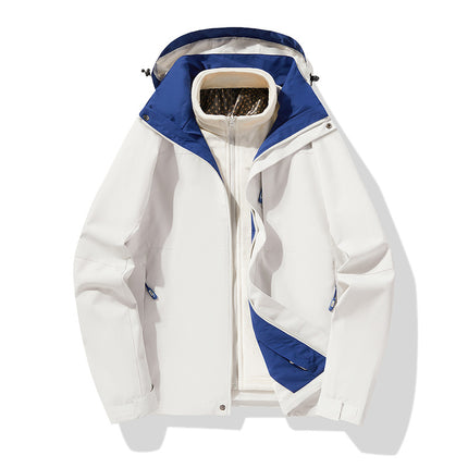 Outdoor Charge Clothes Autumn and Winter New Graphene Removable Three-in-One Two-Piece fleece-lined Thickened Silver Fox Cashmere Jacket