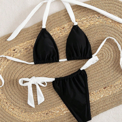 Solid Color Cross-Border 2026 Swimwear New Fashion Sexy Bikini European and American Style Tie-Up Two-Piece Swimsuit Set for Women
