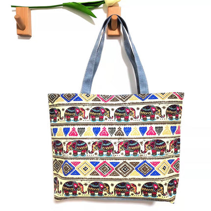Korean Style Simple Cartoon Canvas Bag for Women, Cross-Border Large-Capacity Commuting Versatile Shoulder Tote Bag for Women