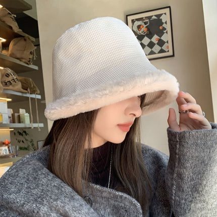 Autumn and Winter Fur Bucket Cap Women's Ear Protection Warm Cycling Lei Feng Cap Japanese Big Head Wai Face Small Mongolian Cap
