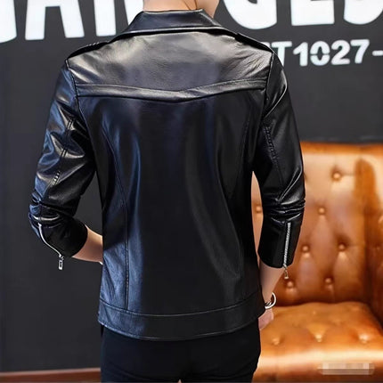 2025 New Handsome Leather Jacket Men's Spring and Autumn New Trendy Korean Leather Casual Baseball Uniform Motorcycle Jacket
