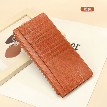 Genuine Leather women's wallet long foreign trade Japanese multi-card card holder first layer cowhide zipper handbag long wallet