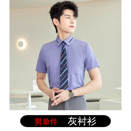 Men's and Women's Professional Shirts Hotel Front Desk Attendant Work Clothes Temperament ktv Catering Salesperson Work Clothes Summer