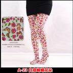 A-23 butterfly flowers on white background / Printed pantyhose free size
