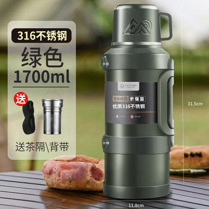 316 stainless steel outdoor thermos cup large capacity thermos pot with handle travel pot car sports double-layer water bottle