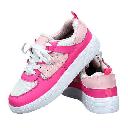 Korean Style Trendy Four-Season Thick-Soled Skateboard Shoes, Mesh Breathable Casual Shoes, Lace-Up Fashionable Women's Shoes, Outdoor Couple Trendy Shoes