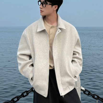 Intfeday Light and Sophisticated British Retro Short Woolen Jacket Men's Korean Thickeneded Large Size Woolen Jacket