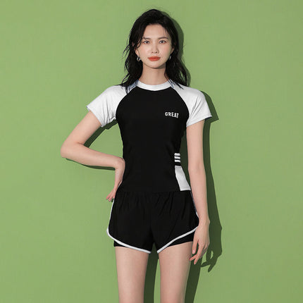 Women's Swimsuit Summer Split Casual Sports Super Fairy Ins Student Conservative Slimming Look Belly-Covering Swimming Pool Swimming Equipment