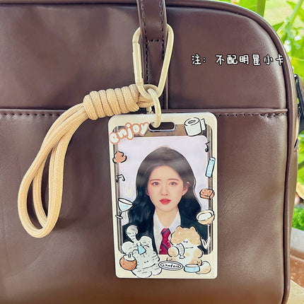 Cute Transparent Card Case Instagram Style Star-chasing Campus Meal Card Protective Case with Lanyard Bus Subway Star Card Pendant