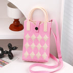 [high quality filling] diamond grid pink (beige portable) 10502