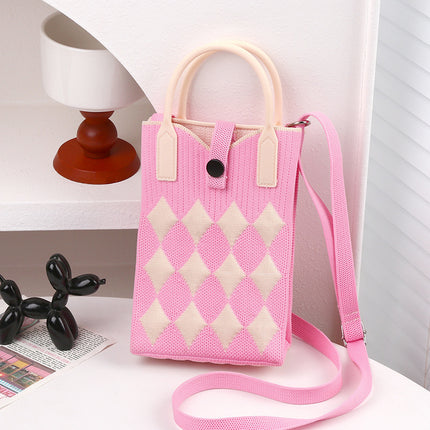 Knitted Bag New Casual Women's Fashionable Korean Style Fashionable Portable Niche Single Shoulder Crossbody Mobile Phone Bag Adjustable Shoulder Strap