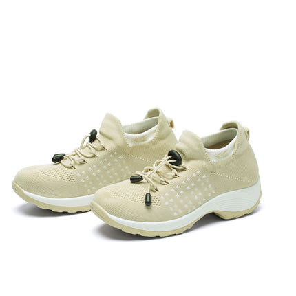 2025 Cross-Border New Large-Size Fly-Knit Mesh Shoes Trendy Mom Shoes Fashionable Sock Shoes Breathable Sports Women's Shoes