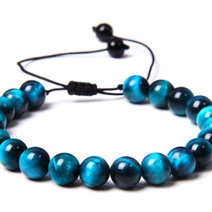 Amazon Hot Selling Natural Stone Beaded Bracelet 8mm Adjustable Size Blue Pine Volcanic Stone Bracelet Manufacturers in stock