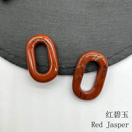 Natural Crystal Amethyst Rose Quartz O-Ring Pendant Tiger Eye Aventurine Jade Large Hole Oval Circle DIY Pendant Accessories