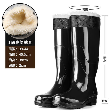 Rain Shoes Water Shoes Men's Rain Boots Short Medium High fleece-lined Labor Protection Fishing Sea-driving Kitchen Site Car Washing Wear-resistant Non-slip