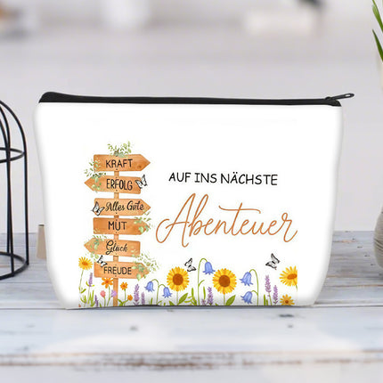 Cross-border Hot Selling Printed Canvas Cosmetic Bag Women Clutch Bag Student Zipper Pencil Case Wholesale Large Capacity Storage Bag