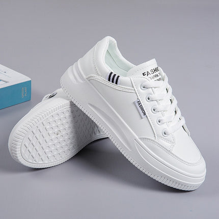 2026 Hot-Selling Spring and Autumn Lightweight White Sneakers with Leather Surface, Height-Increasing Soft Sole, Breathable Thick-Soled Sports Casual Shoes for Women