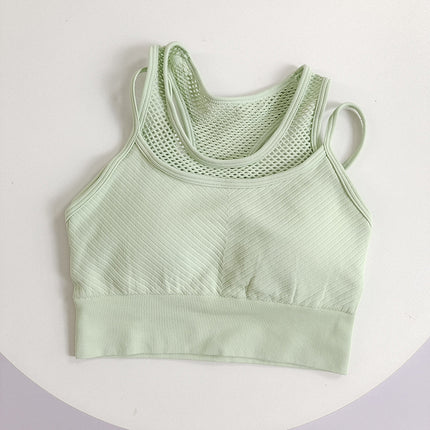 Fake Two-Piece One-Piece Sports Underwear Women's Shockproof Collar Running Pilates Training Bra Fitness Vest