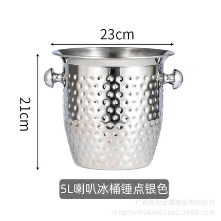 Cross-Border Foreign Trade Stainless Steel Ice Bucket Champagne Bucket Commercial Bar Ice Bucket Ice Beer Bucket Thickened Ice Red Wine Bucket