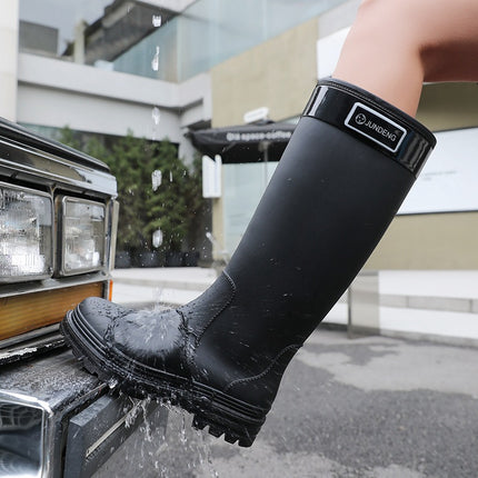 New High-Top Rain Boots for Women, Fashionable Outdoor Fishing Water Shoes, Waterproof and Non-Slip Long-Tube Rubber Shoes, Camping Work Rain Boots