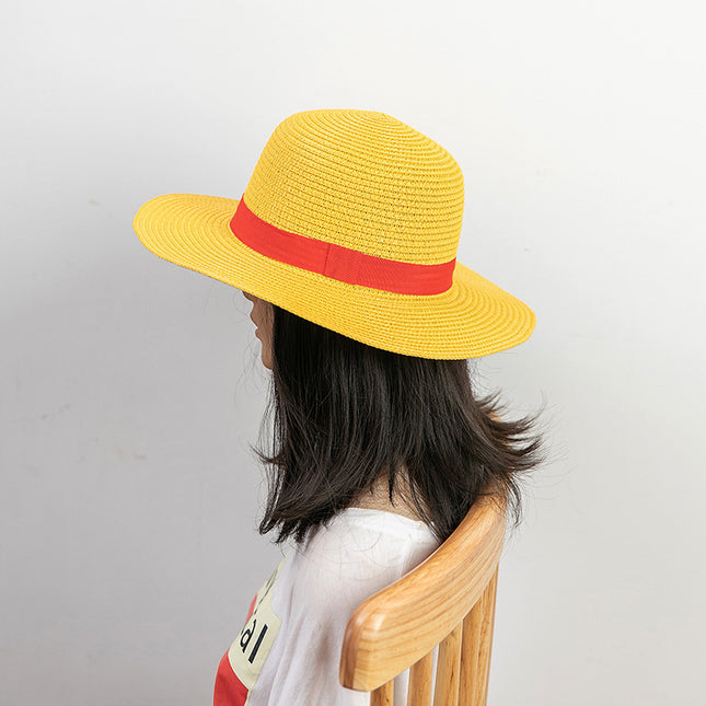 Luffy-Style One Piece Straw Hat Cospaly Anime Costume Straw Parent-Child Hat Performance Hat Performance Hat