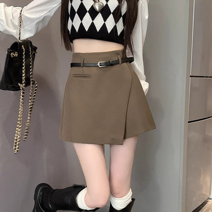 Suit Short Skirt A-Line New High-Waisted Slimming 2025 Irregular Stylish Women's Spring and Summer Pants Skirt