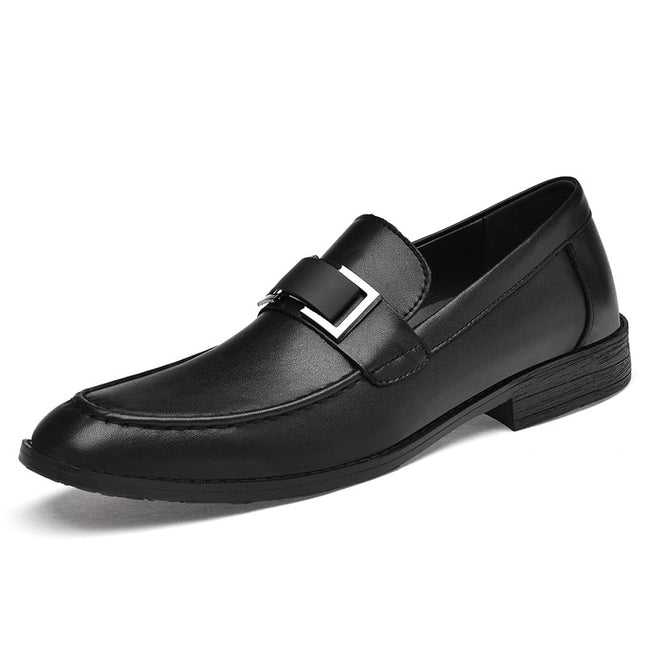 Men's Shoes Spring and Summer Low-Cut Slip-On Shoes Cowhide Metal Leather Shoes Work Versatile Loafers Business Casual Shoes