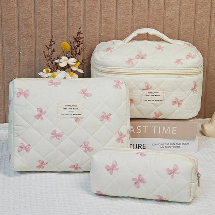 New Cotton Large Capacity Cosmetic Bag Women's Niche Portable Wash Storage Bag Cross-border Small Floral Cute Quilted Bag