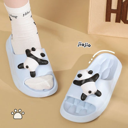 Wen Xiong Summer New Cute Panda Girly Slippers for Home Wear Non-Slip Deodorant EVA Slippers for Women