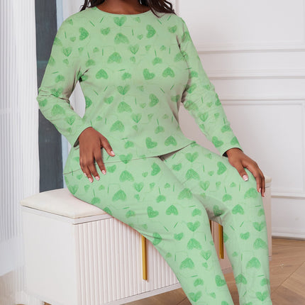Cross-border plus size Women's Fleece Pajamas Autumn and Winter Casual Simple Pullover Crewneck Long Sleeve Pants Home Clothes