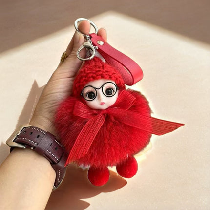 Fox Real Hair Ball Internet Celebrity Small Pendant Sleeping Doll Advanced Sense Doll Pendant Car Keychain Pendant for Women