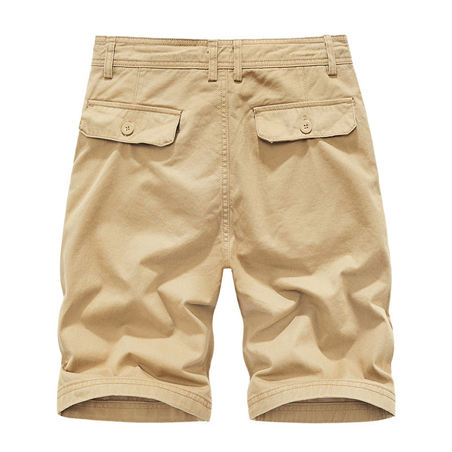Casual Shorts Men's Summer Japanese Tooling Fashion All-match Solid Color Straight Men's Five-point Pants Washed Tooling Pants Men's