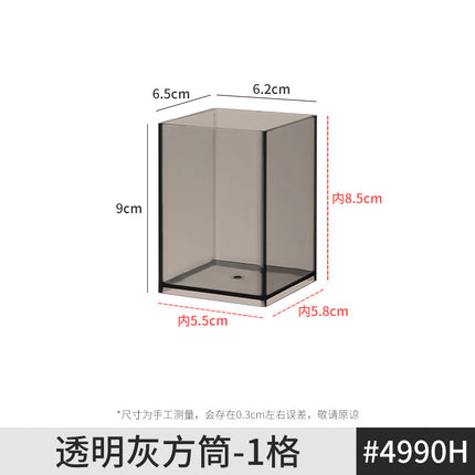 Pen Holder Desktop Stationery Storage Box Transparent Acrylic Multifunctional Student Pen Holder Office Note Pad Organizer Box