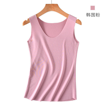 Double-sided brushed faux velvet seamless women's fleece-lined thickened patch thermal vest bottoming autumn and winter plus size all-matching
