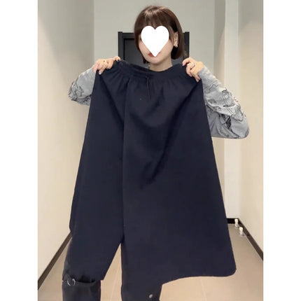 Fat Design Elastic Waist High Waist Skirt Women's Spring Large Size Pear-Shaped Figure Slimming Wide Leg Culottes