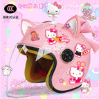 Children's 3c thickening + cat t2 / Pink half helmet + rocking cat + pink and white fox ears + pink butterfly