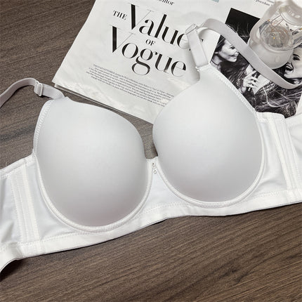 Glossy Seamless Simple Pure Color Versatile Side Breast Adjustable Intimates Large Size Big Breasts Showing Small Push-up Bra