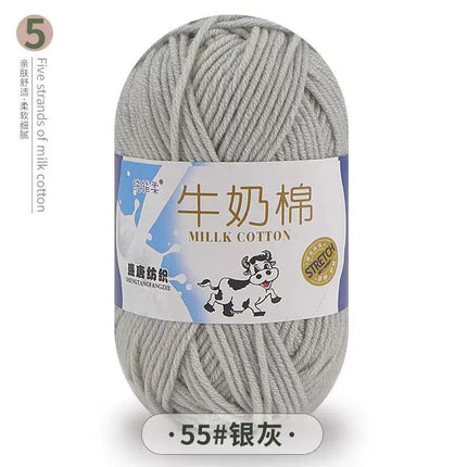 Five-Strand Milk Cotton Yarn Wholesale Medium-Thick Yarn Crochet Doll Shoes Scarf DIY Knitting Material Kit Crochet