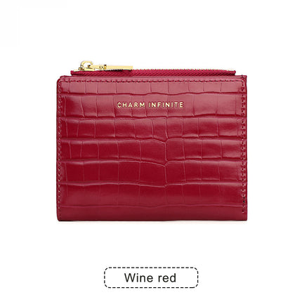Women's Short Wallet 2024 New Fresh Crocodile Pattern Two-fold Coin Purse Simple Fashion Card Storage Bag