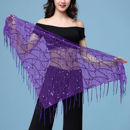 Belly Dance Waist Chain Sequin Tassel Triangle Scarf Performance Hip Scarf Practice Waist Chain Waist Scarf Hip Scarf Clothing Belt Wholesale