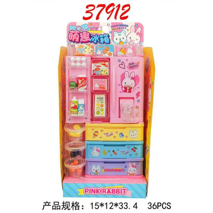 One-word pink rabbit kitchen refrigerator cake dessert shop girl simulation play house toys wholesale mini notebook